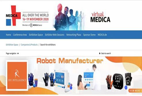 Medica výstava Nemecko Si Yi ručné funkčné rehabilitačné robot